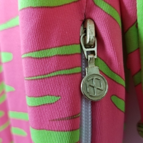 Tracy Negoshian Dress Keyhole Neckline Preppy Loose Retro Neon Print Cap Pocket - Picture 4 of 11